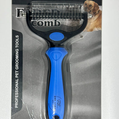 Professional Pet Deshedding Brush - Double-Sided Undercoat Rake for Dogs and Cats - Shedding Comb and Dematting Tool for Grooming, Extra Wide