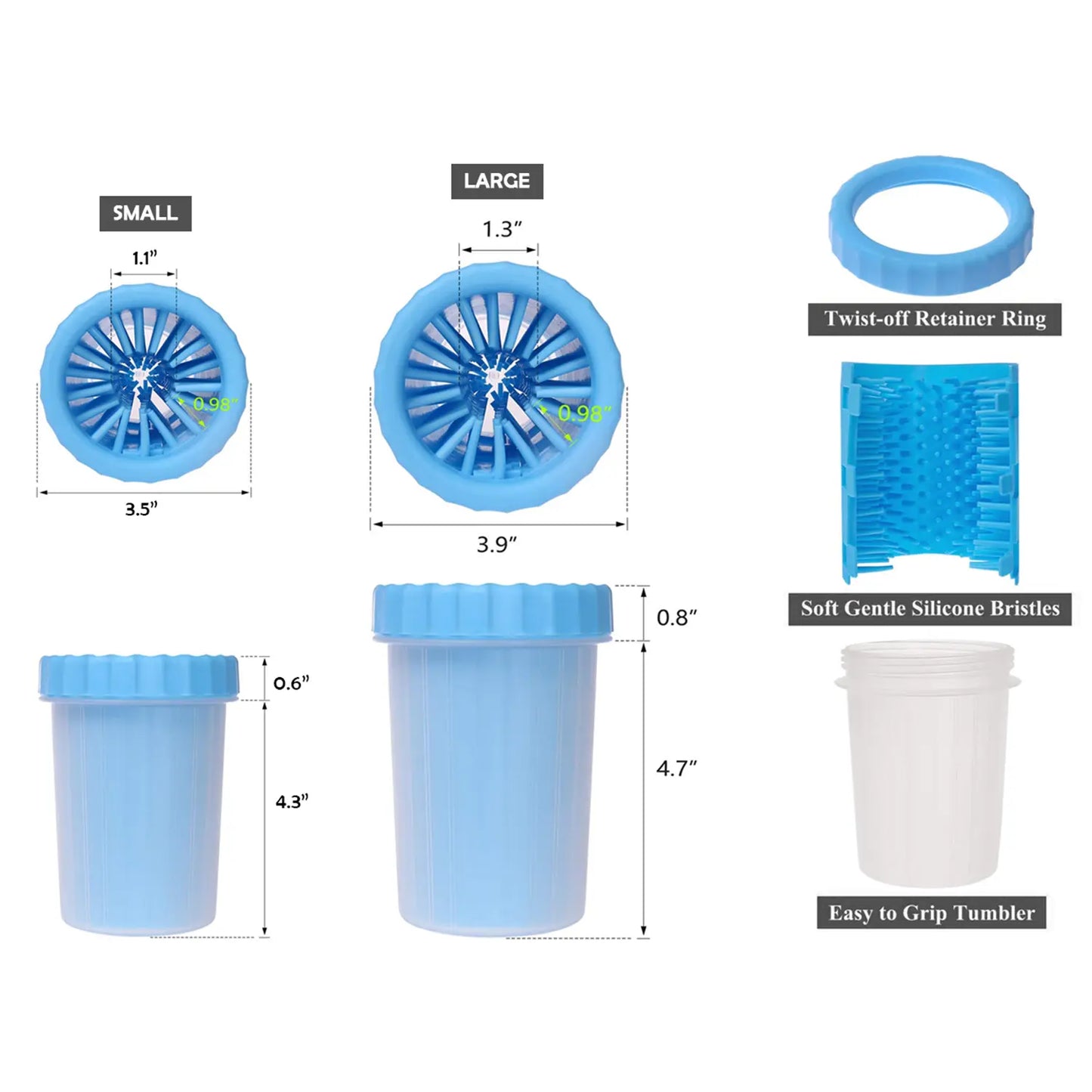 Portable Silicone Pet Paw Cleaner with Grooming Brush – 2-In-1 Travel Paw Washer for Small & Medium Dogs and Cats