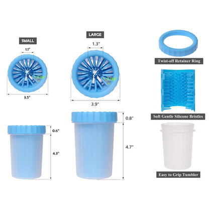 Portable Silicone Pet Paw Cleaner with Grooming Brush – 2-In-1 Travel Paw Washer for Small & Medium Dogs and Cats
