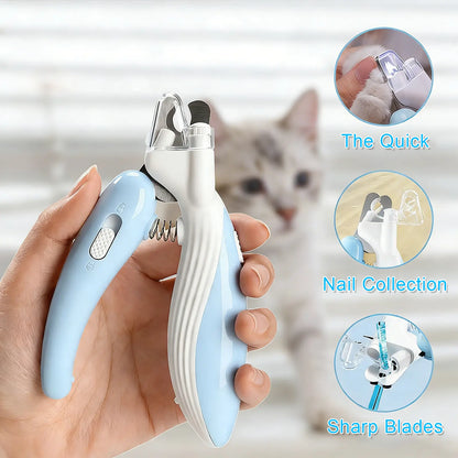 Pet Nail Clipper with LED Light, Dog Nail Trimmer, Pet Grooming Supplies Claw Trimmer Safe Guard to Avoid Overcutting the Quick for Dogs, Cats, Rabbits, Sharp Stainless Steel Blades