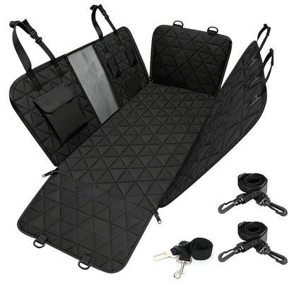 Premium Waterproof Dog Car Seat Cover - Durable Hammock Design with Non-Slip Features, Mesh Viewing Window, and Convenient Storage Pocket for Vehicles