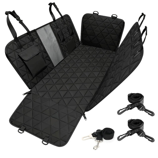 Premium Waterproof Dog Car Seat Cover - Durable Hammock Design with Non-Slip Features, Mesh Viewing Window, and Convenient Storage Pocket for Vehicles