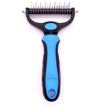 Professional Pet Deshedding Brush - Double-Sided Undercoat Rake for Dogs and Cats - Shedding Comb and Dematting Tool for Grooming, Extra Wide