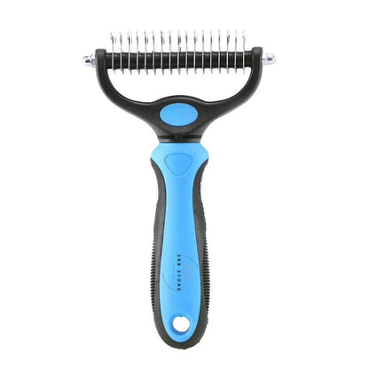 Professional Pet Deshedding Brush - Double-Sided Undercoat Rake for Dogs and Cats - Shedding Comb and Dematting Tool for Grooming, Extra Wide