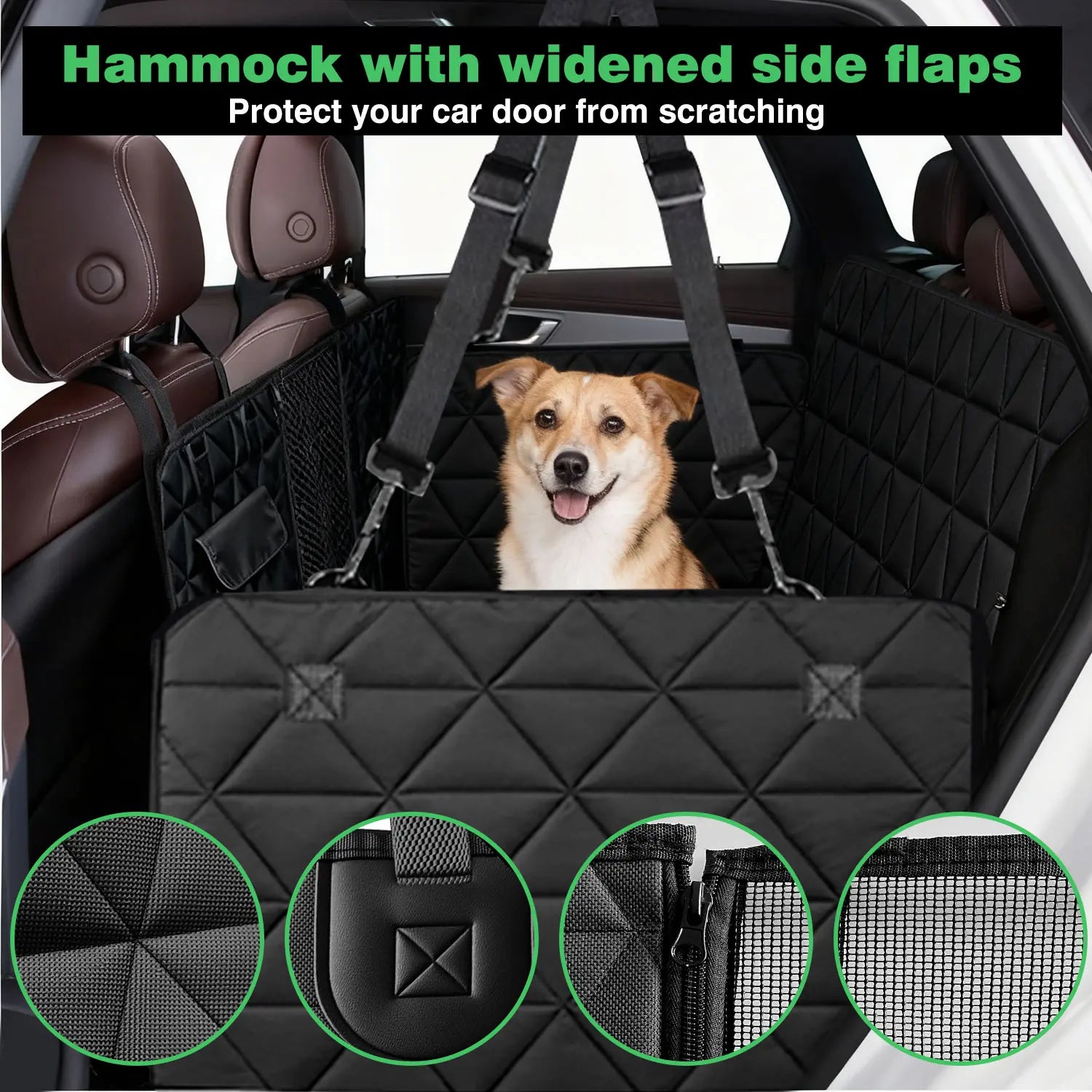 Premium Waterproof Dog Car Seat Cover - Durable Hammock Design with Non-Slip Features, Mesh Viewing Window, and Convenient Storage Pocket for Vehicles