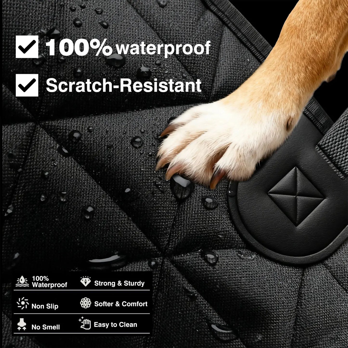 Premium Waterproof Dog Car Seat Cover - Durable Hammock Design with Non-Slip Features, Mesh Viewing Window, and Convenient Storage Pocket for Vehicles