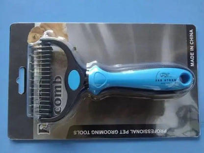 Professional Pet Deshedding Brush - Double-Sided Undercoat Rake for Dogs and Cats - Shedding Comb and Dematting Tool for Grooming, Extra Wide
